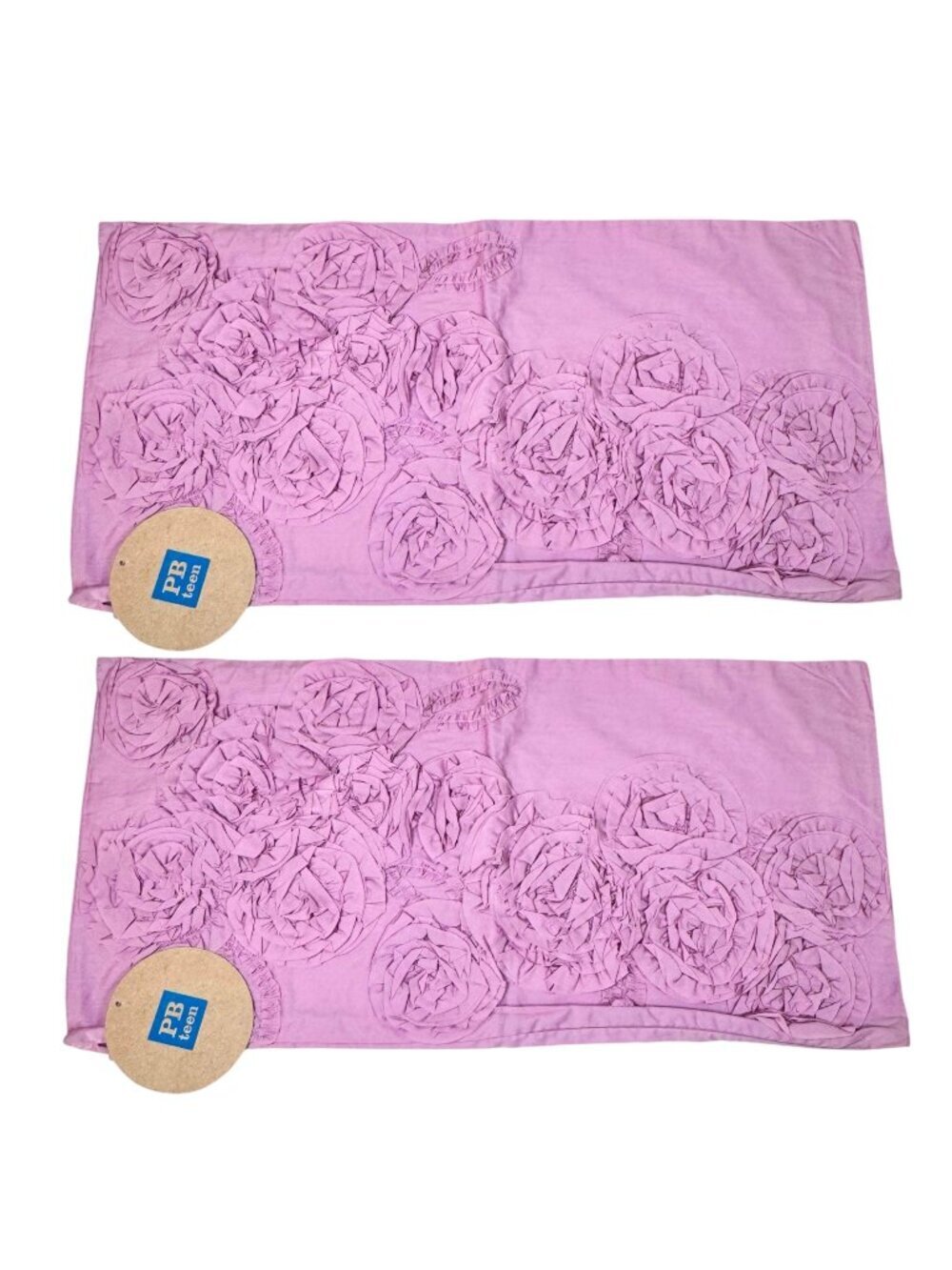 Pottery Barn PB Teen 3 D Flower Ruffle Throw Pillow Cover 2 PCs Set Decorative